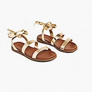 Dream Cloud Lace Up Sandals Gold Lane Bryant 9W